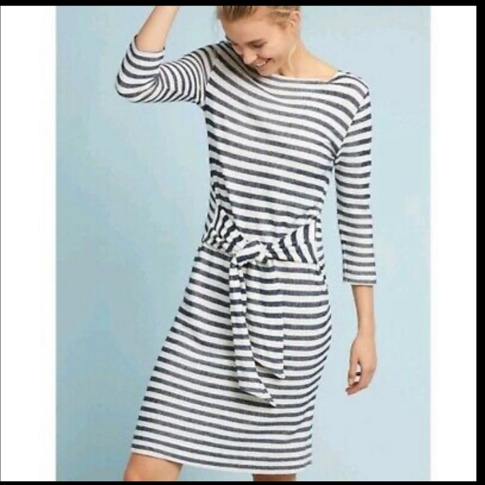 Anthro TLA Becky Striped Tie Waist Dress